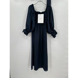 Sleeper | Dresses | Sleeper Womens Atlanta Linen Lounge Dress In Navy Blue  Sz Xs Smocked Midi Nwt | Poshmark